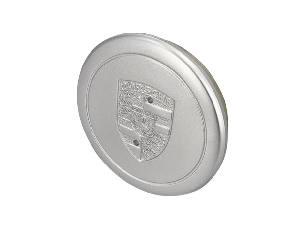 Radnabendeckel in Silber mit Porsche Wappen. Porsche 911 70-83