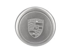 Radnabendeckel in Silber mit Porsche Wappen. Porsche 911 70-83