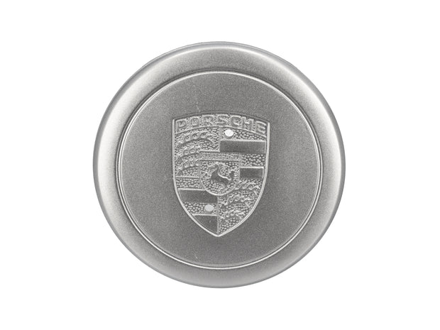 Radnabendeckel in Silber mit Porsche Wappen. Porsche 911 70-83