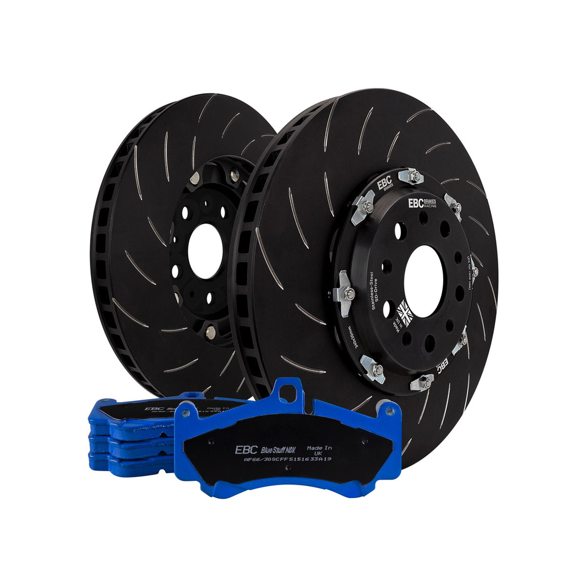 EBC Racing Front zweiteilige schwimmend gelagerte Bremsscheibe und Bluestuff Belagkit. Porsche 991 GT3