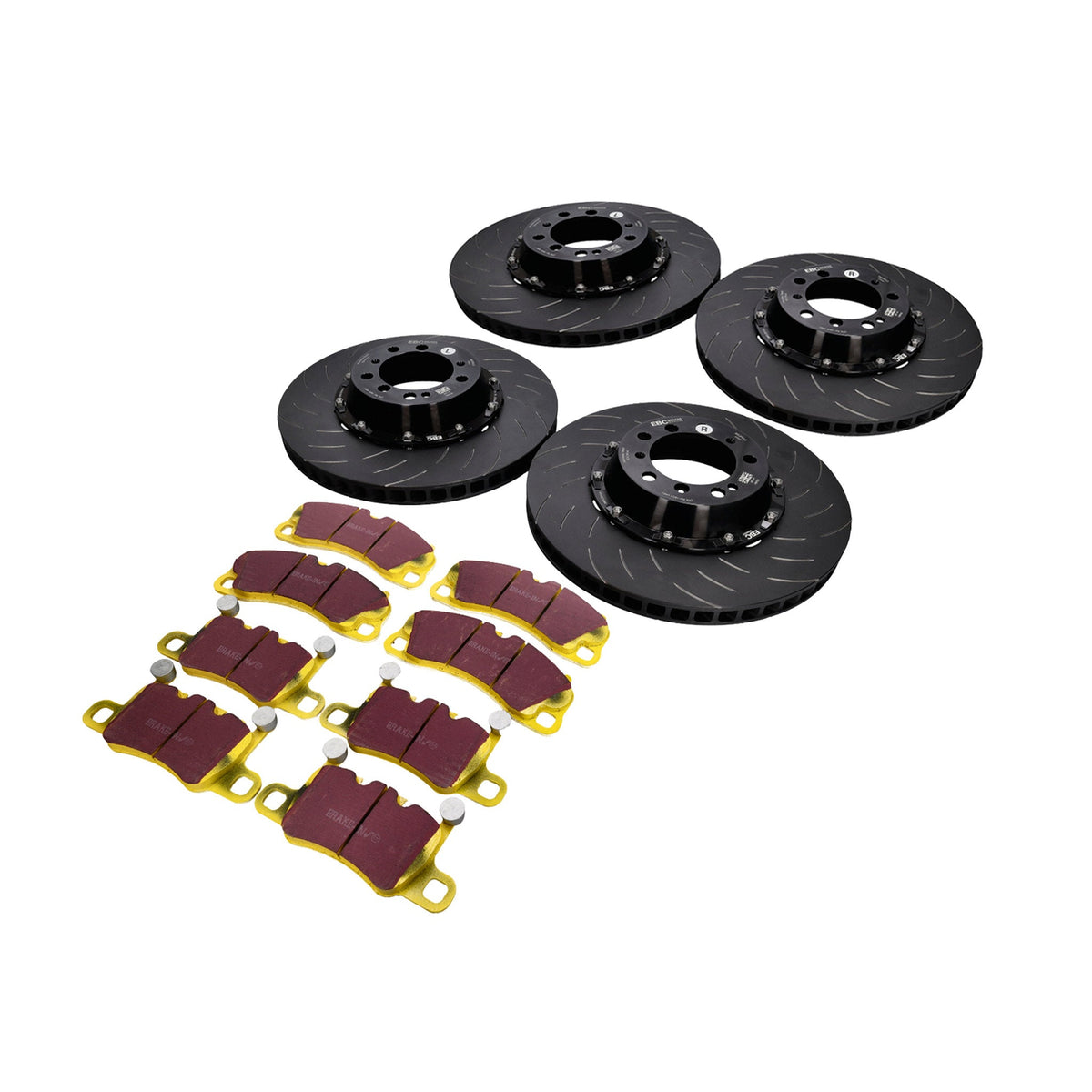 EBC Racing Two-Piece Floating Brake Disc and Yellowstuff Pad Kit. Porsche 991 Turbo / 981 Cayman GT4