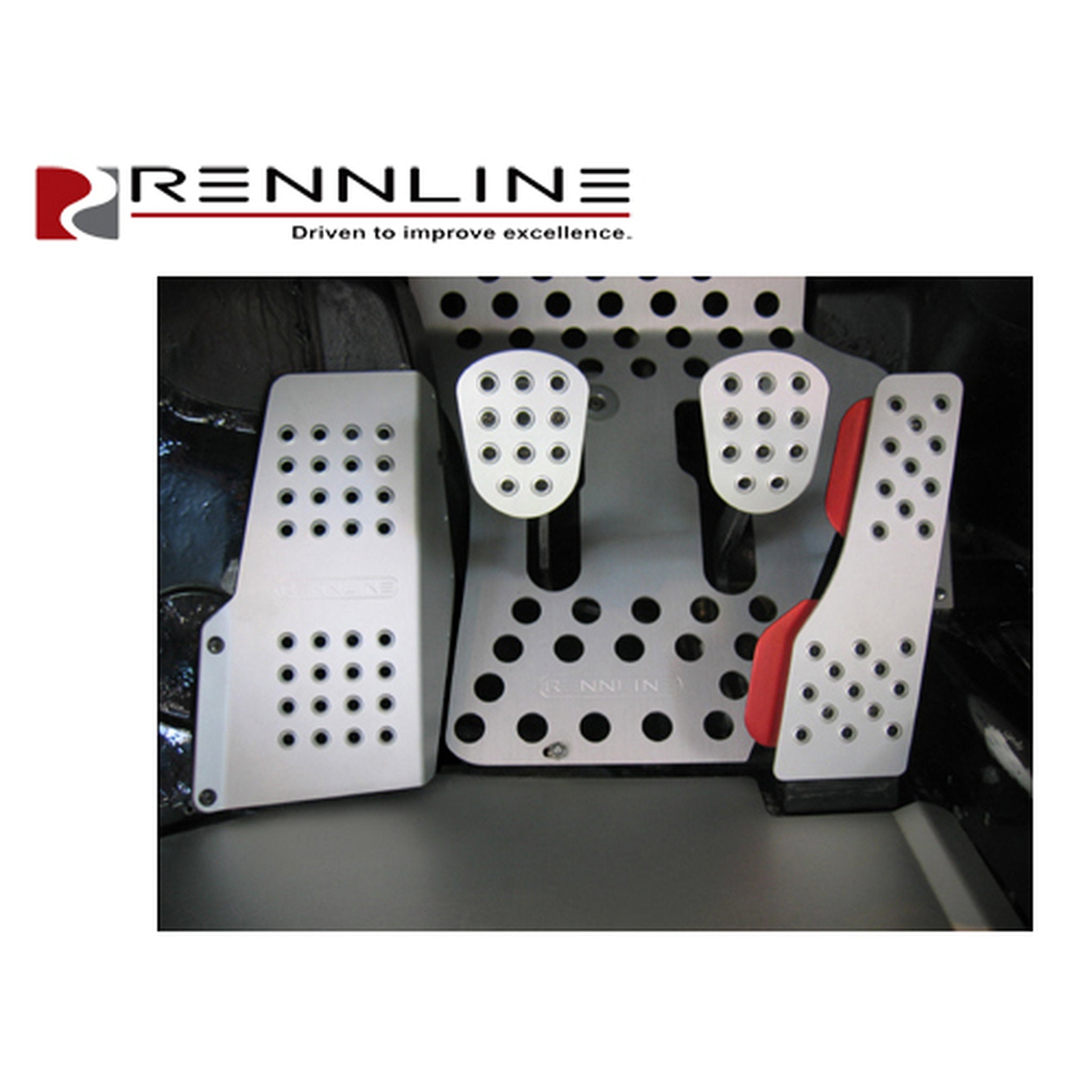 Rennline Aluminum 4-Piece Perforated Pedal Set. Porsche 996/997/986/987/Cayman
