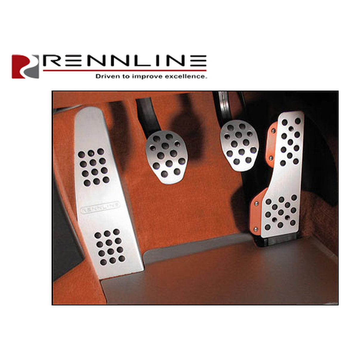Rennline Aluminium 4-teiliges Pedalsatz Gummigriff. Porsche 996/997/Boxster/Cayman