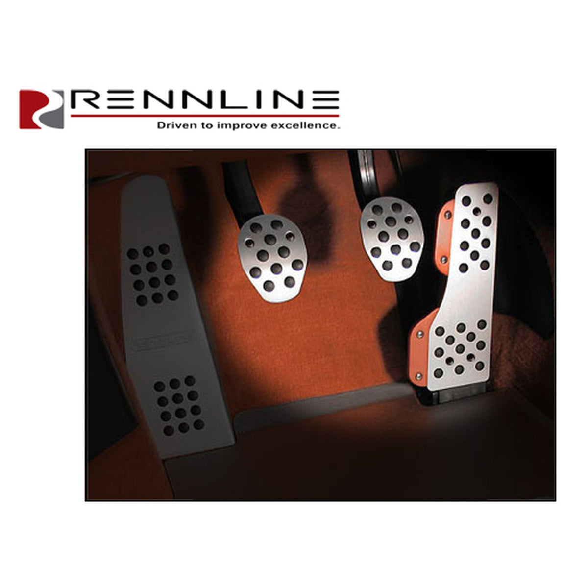 Rennline Aluminium 3-teiliges Pedalsatz mit Gummigriff. Porsche 944/924/968/996/997/Boxster/Cayman/991/Panamera/ 718/992