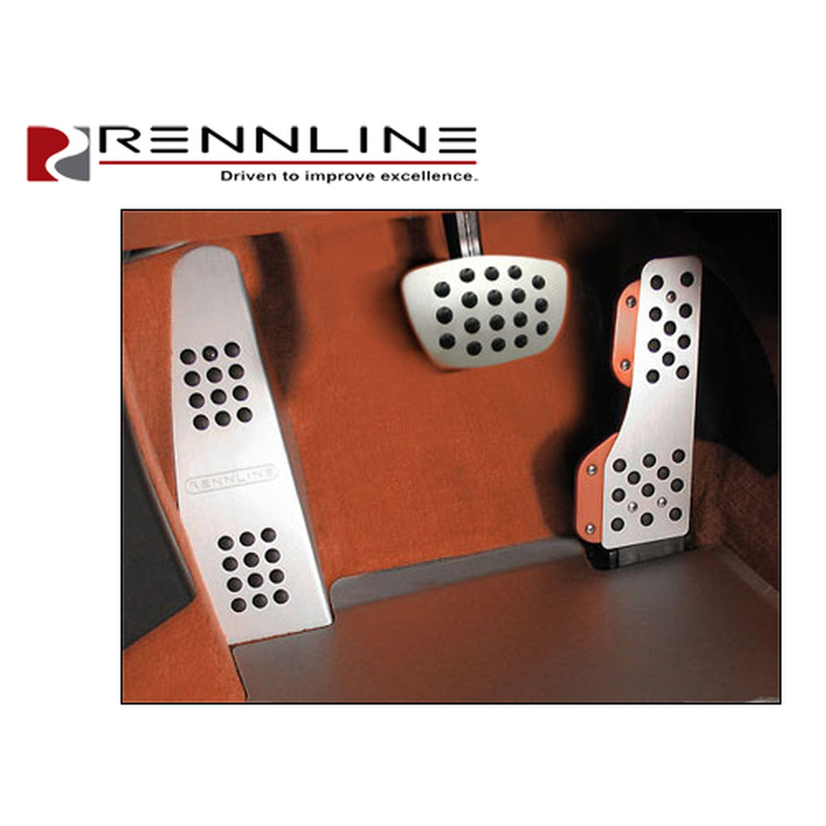 Rennline Aluminum 3-Piece Pedal Set Rubber Grip. Porsche 996/997/Boxster/Cayman