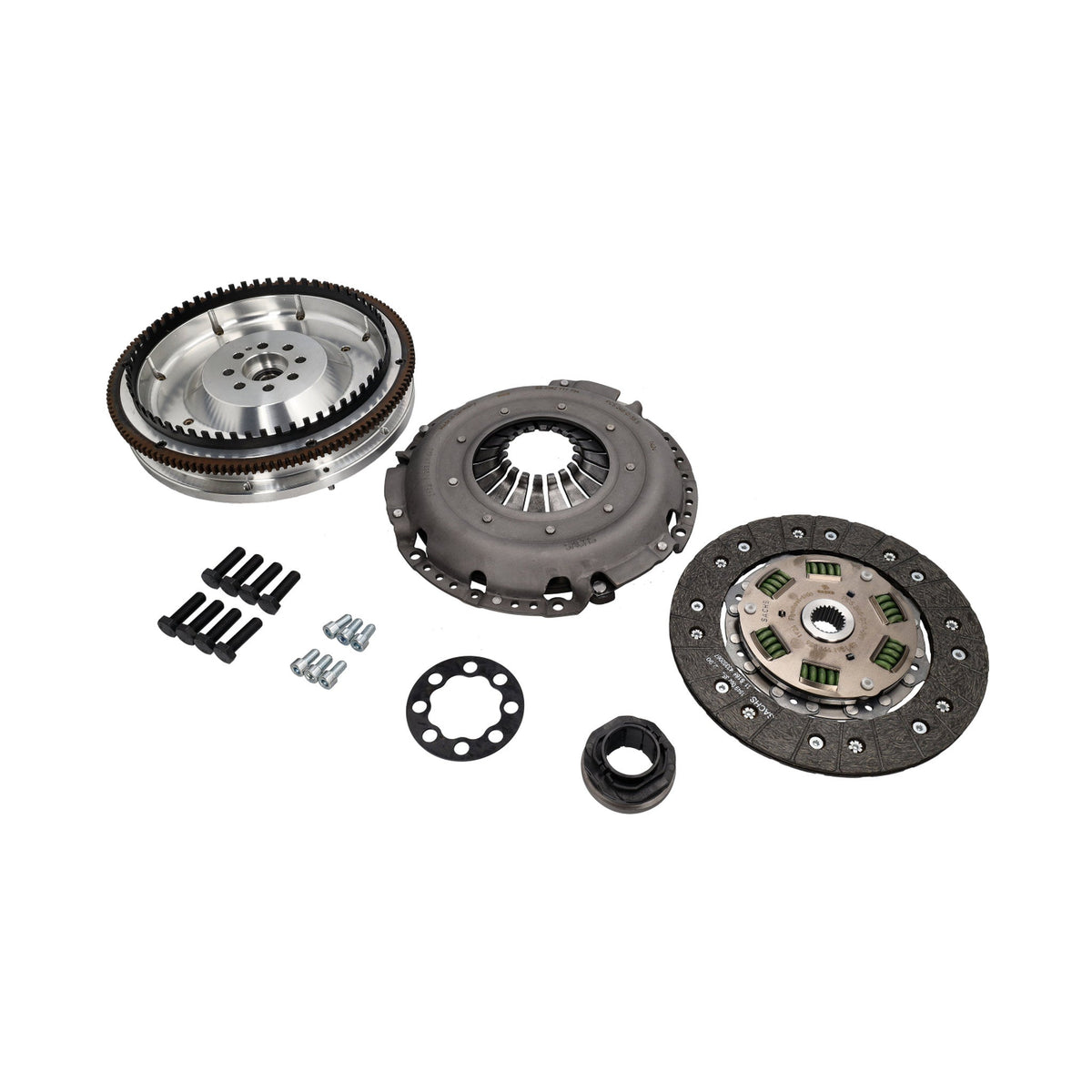 Lightweight aluminum flywheel with performance clutch and sprung center disc for Porsche 996 / 997.1