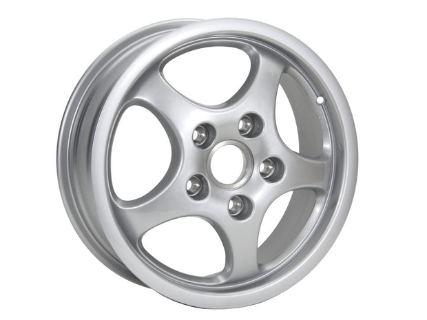 16-Zoll-Cup-Leichtmetallrad vorn, Silbermetallic. Porsche 964 C2 / C4