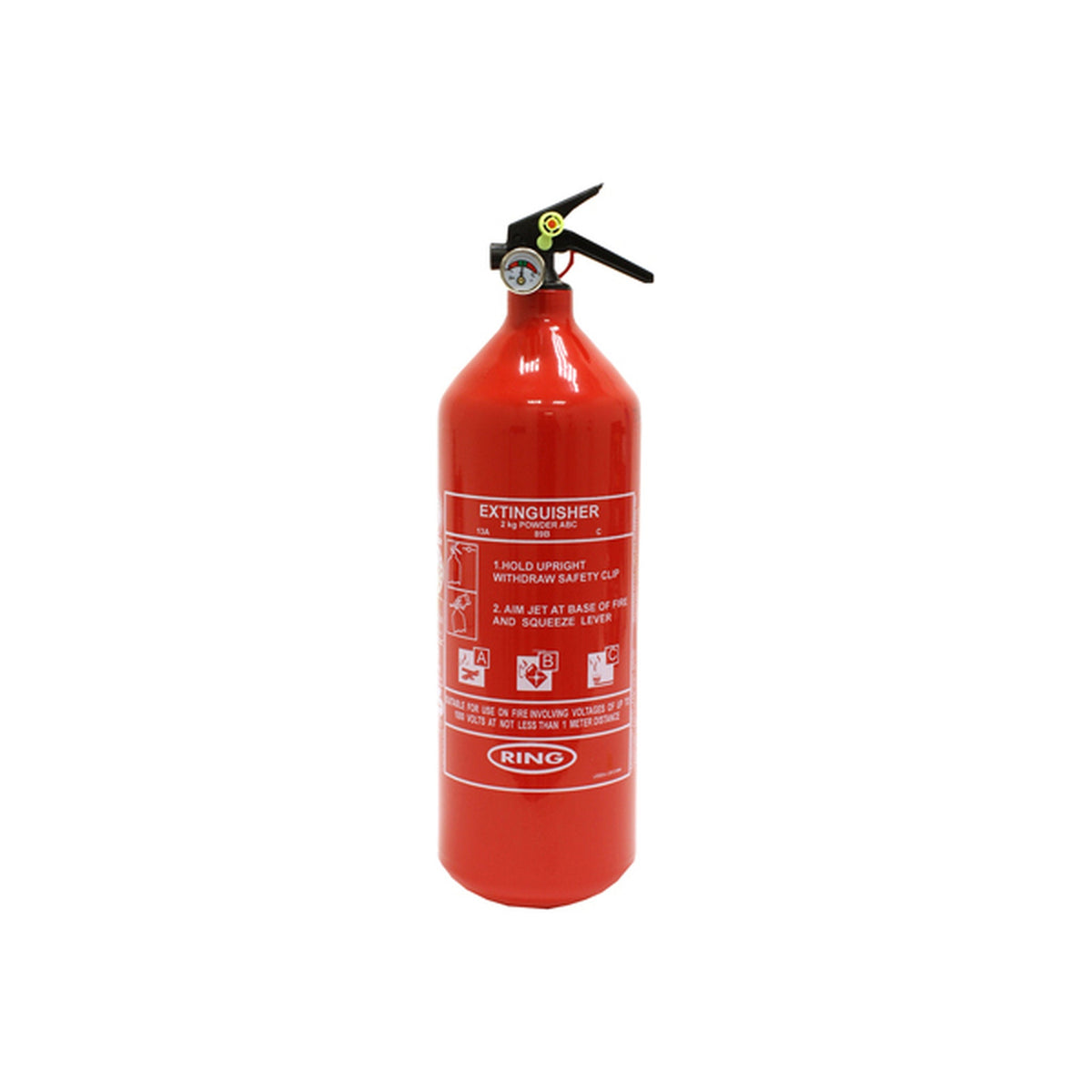 2 kg Trockenpulver-ABC-Feuerlöscher mit Manometer