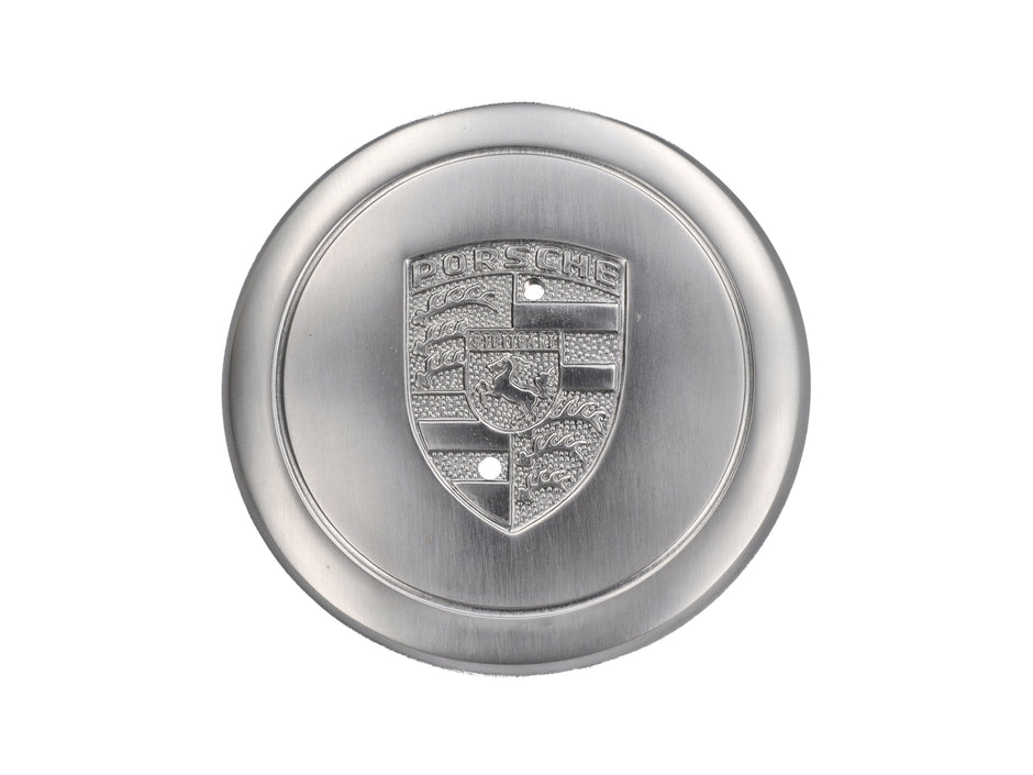 Radnabendeckel in Silber mit Porsche Wappen. Porsche 911 65-83