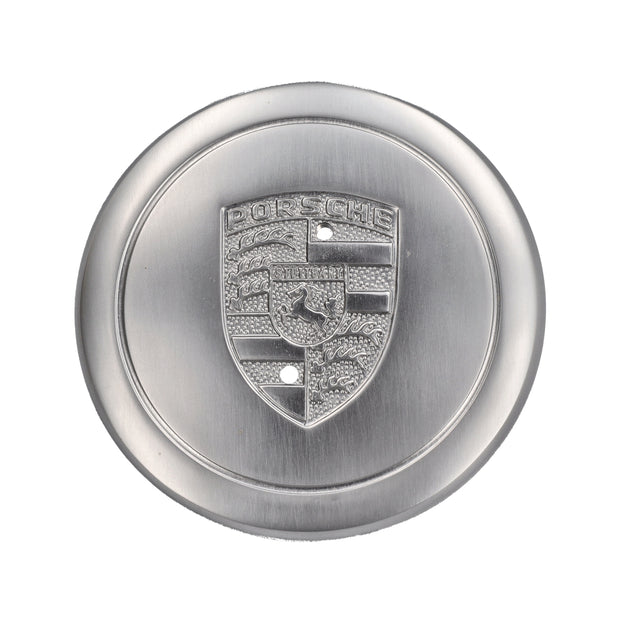 Radnabendeckel in Silber mit Porsche Wappen. Porsche 911 65-83