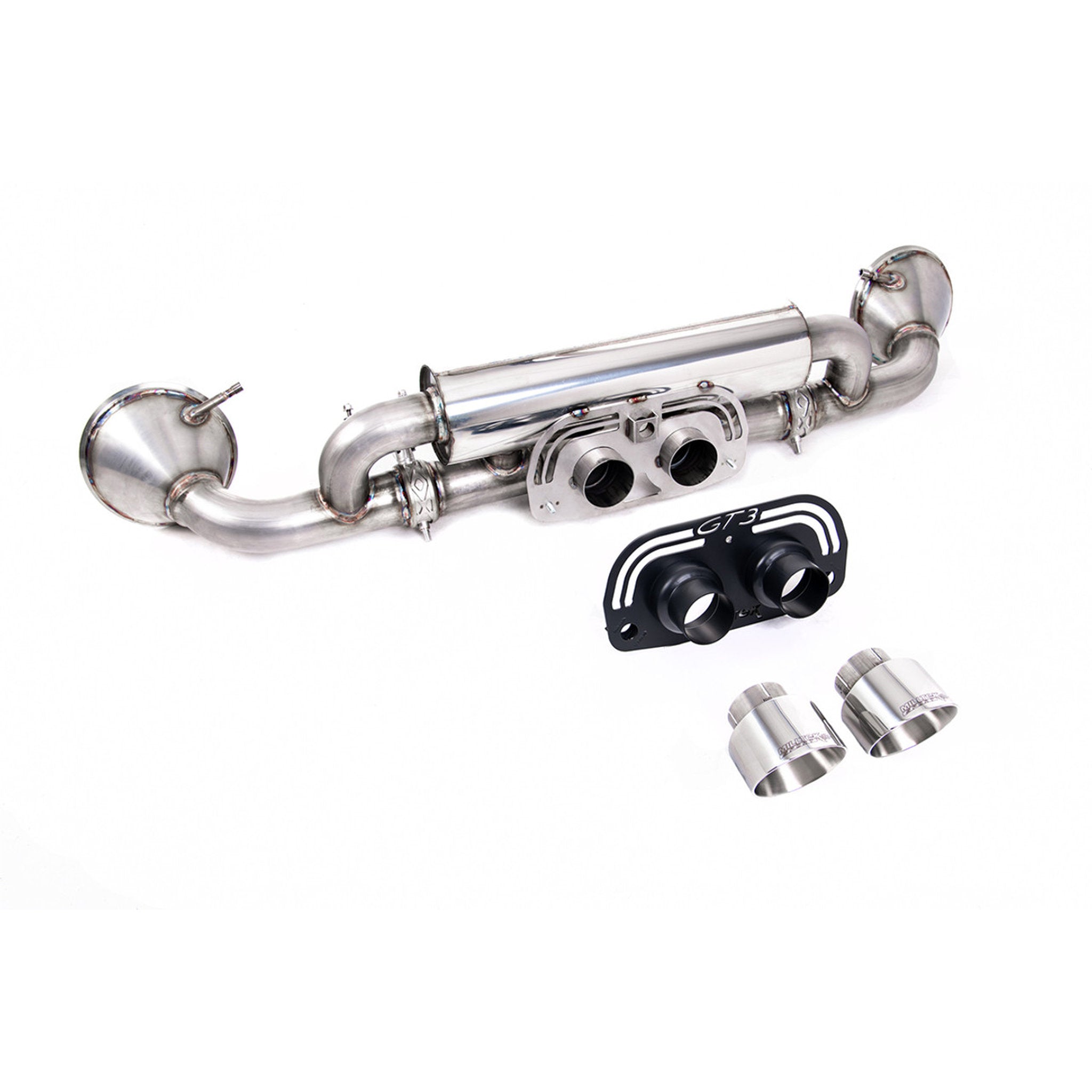 Milltek Sport Exhaust Rear Silencer with Polished GT-100 Tailpipe Trims Porsche 992
