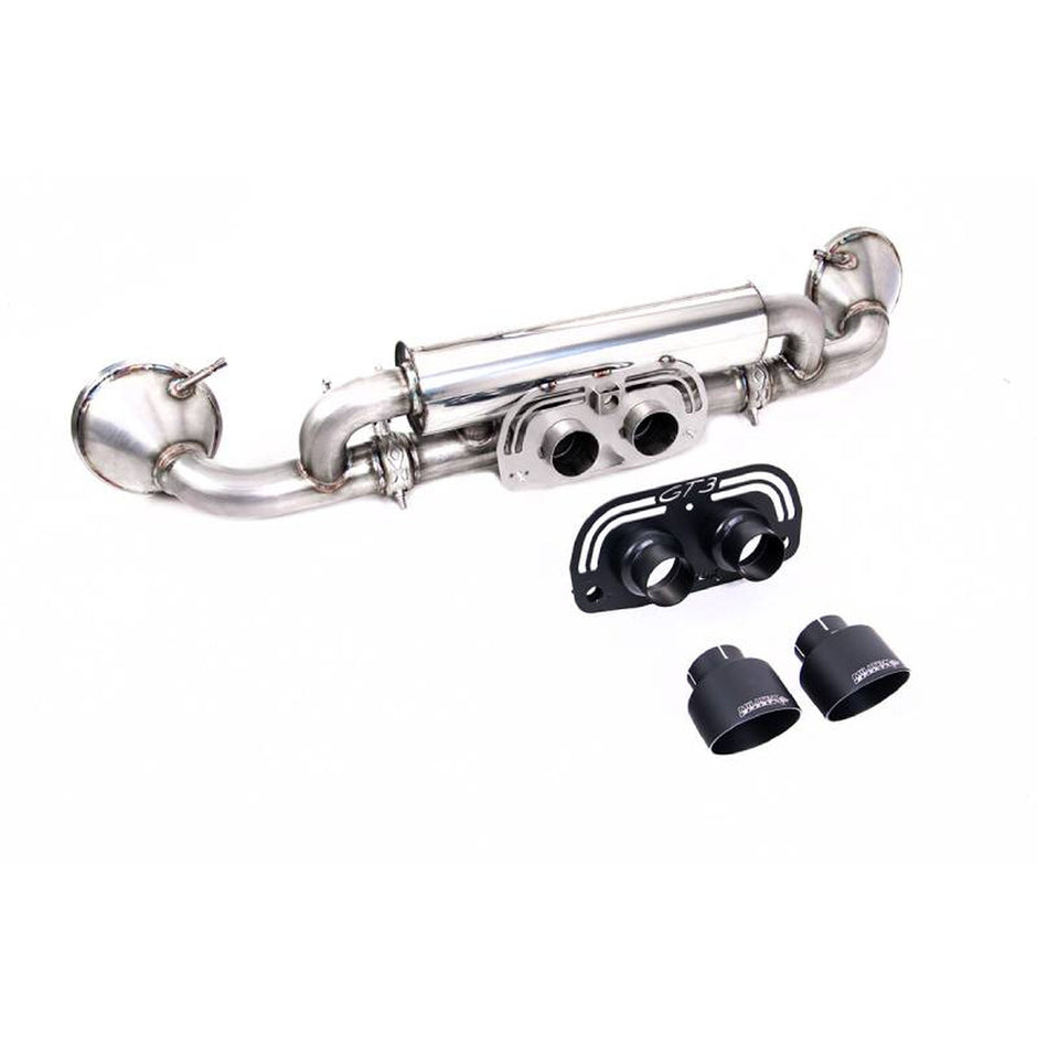 Milltek Sport Exhaust Rear Silencer with Cerakote Black GT-100 Tailpipe Trims Porsche 992
