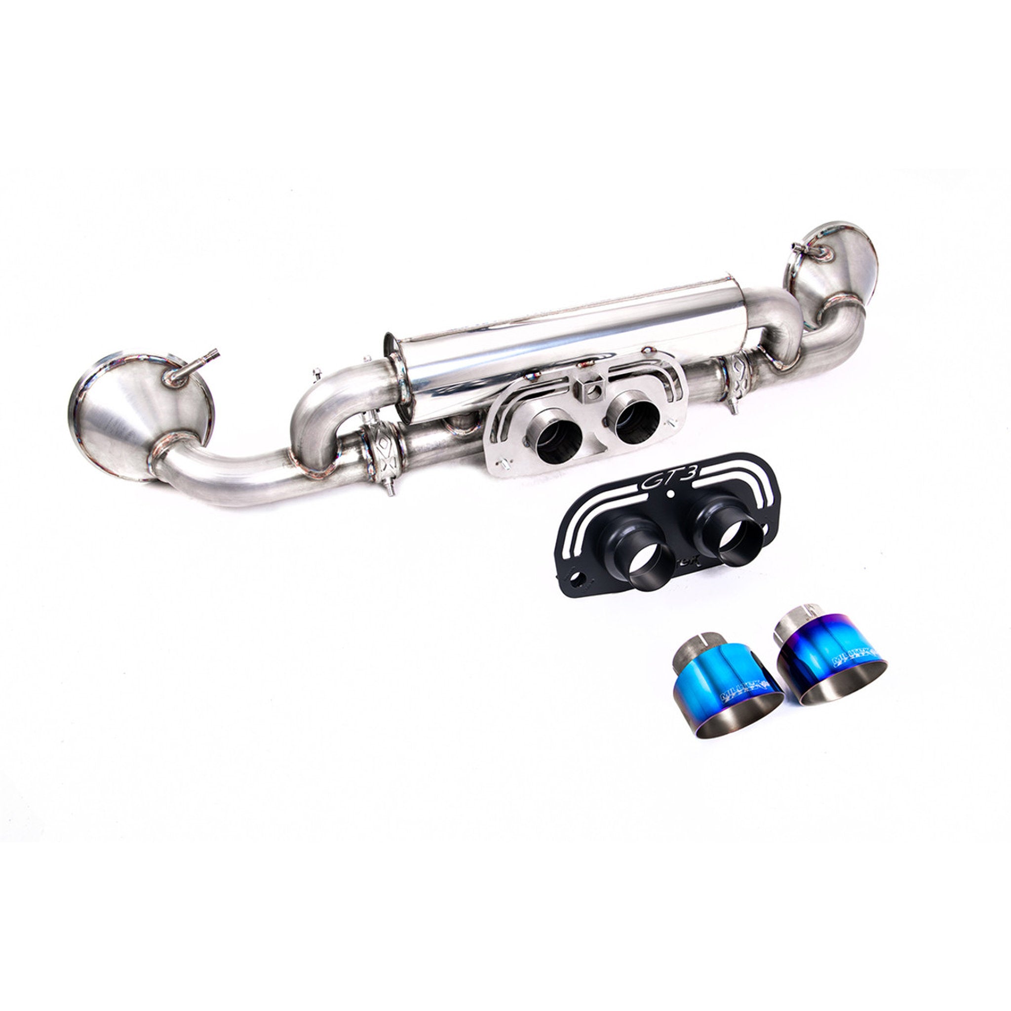 Milltek Sport Exhaust Rear Silencer with GT-100 Burnt Titanium Tailpipe Trims Porsche 992