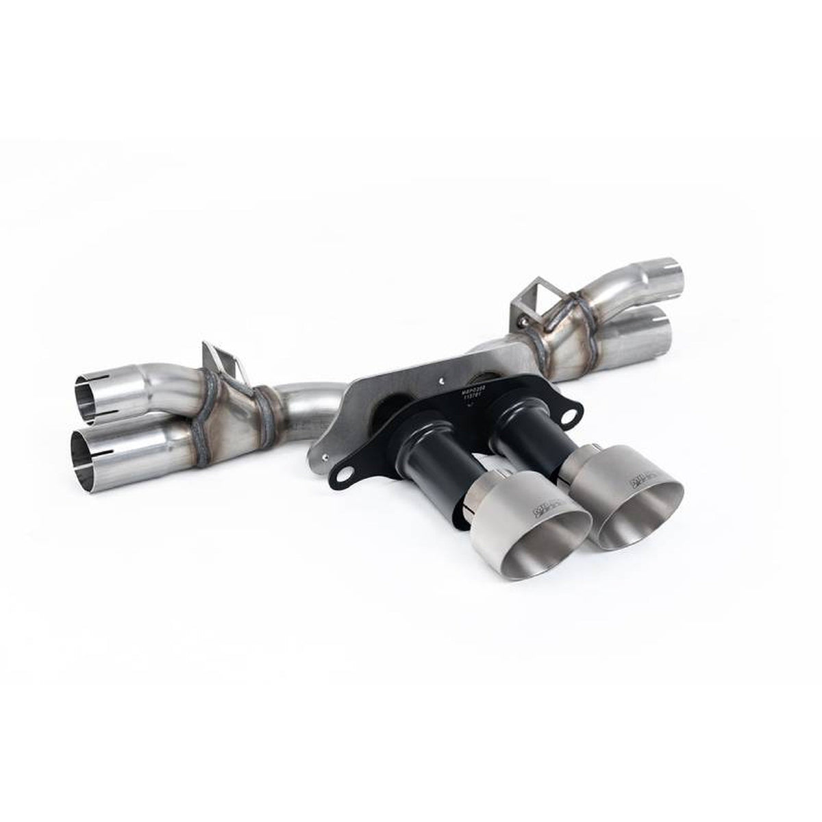 Milltek Sport rear silencer bypass, GT-100 brushed titanium trims. Porsche 991.2 GT3 / GT3 RS 2018-20