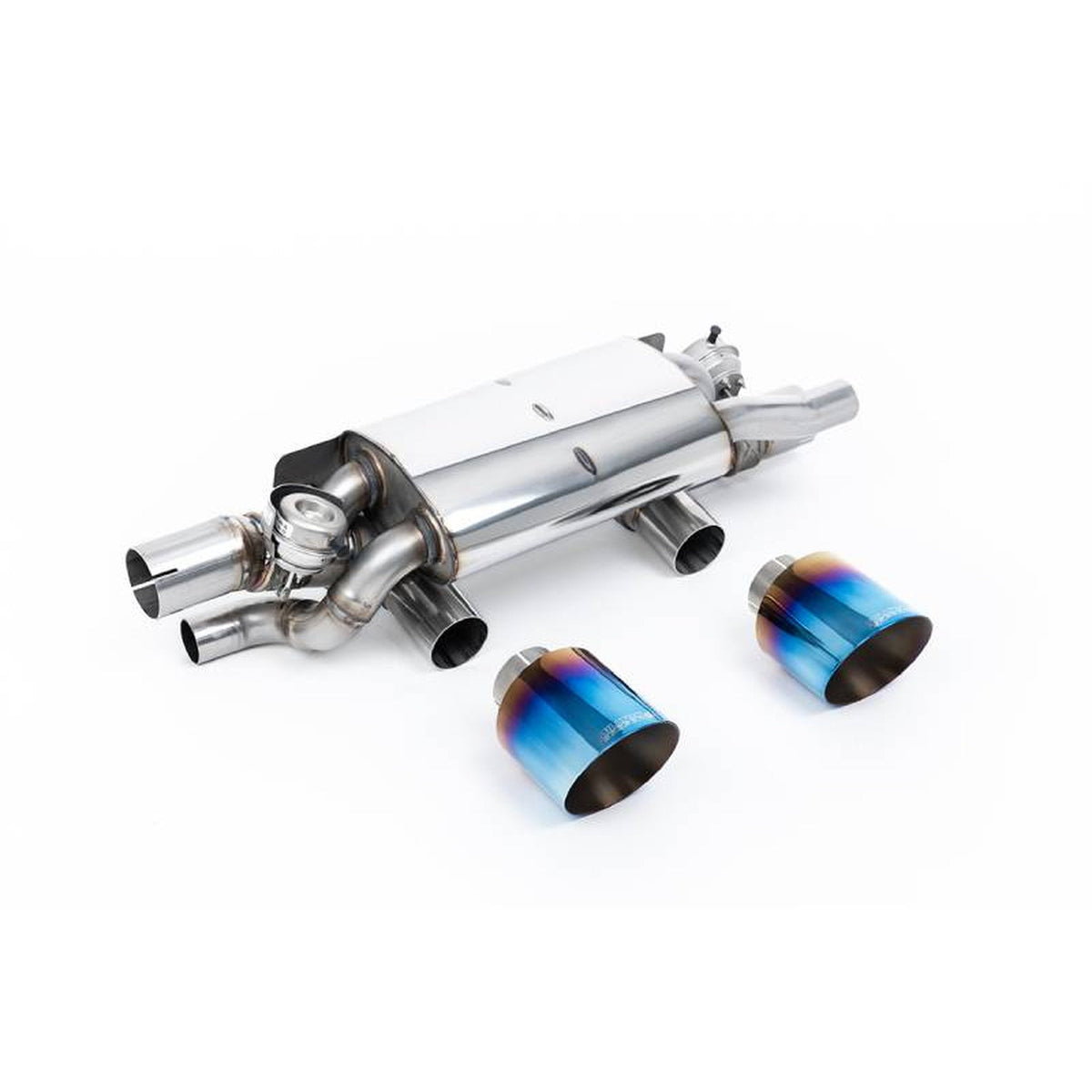Milltek Sport Exhaust Rear Silencer (PSE) with GT-115 Burnt/Blue Titanium Trims. Porsche 991.2 3.0LT / S / GTS 2015-19