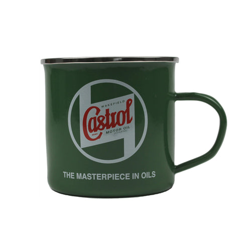 Klassischer emaillierter Blechbecher von Castrol | Porsche 968 | OEM / Erstausrüsterqualität