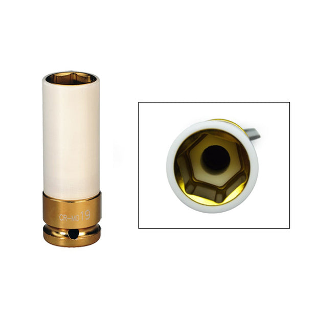 Gentle impact socket for alloy wheels 19 mm 1/2 inch square drive