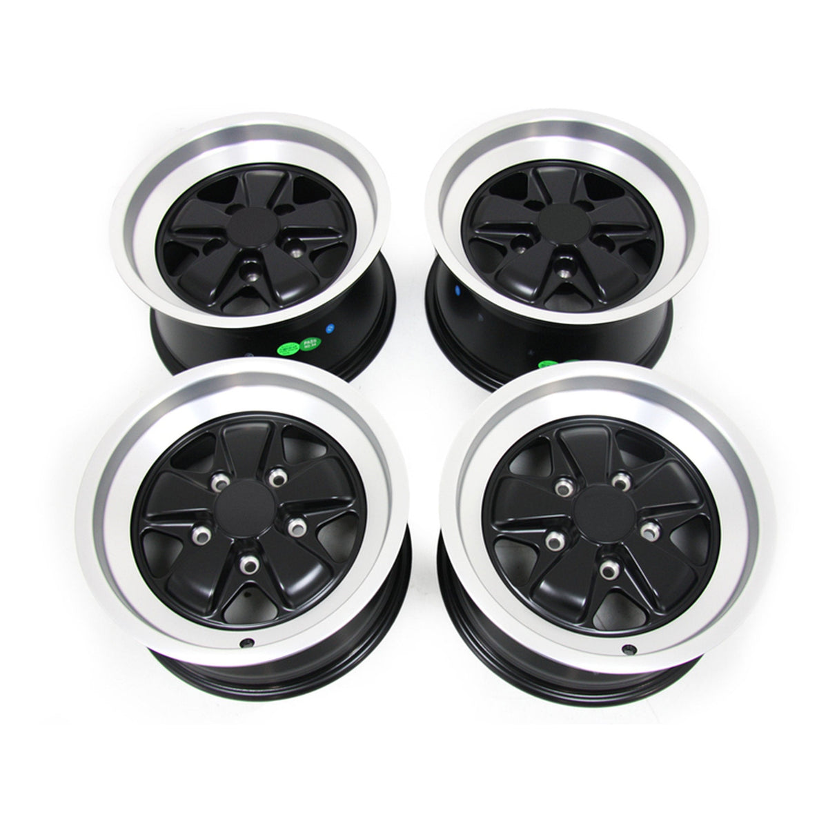 15" Fuchs Style Alloy Wheel Set (4 pieces) 7J and 8J Black