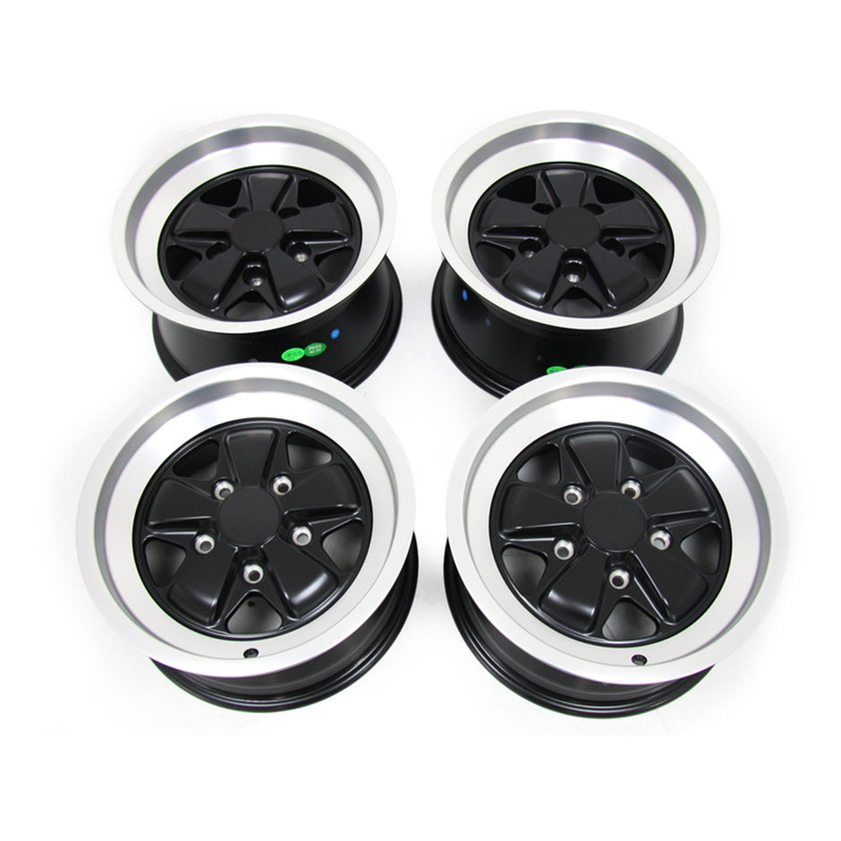 15" Fuchs Style Alufelgen-Set (4 Stück) 7J und 8J Schwarz