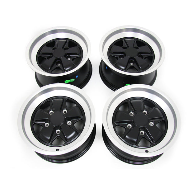 15" Fuchs Style Alufelgen-Set (4 Stück) 7J und 8J Schwarz