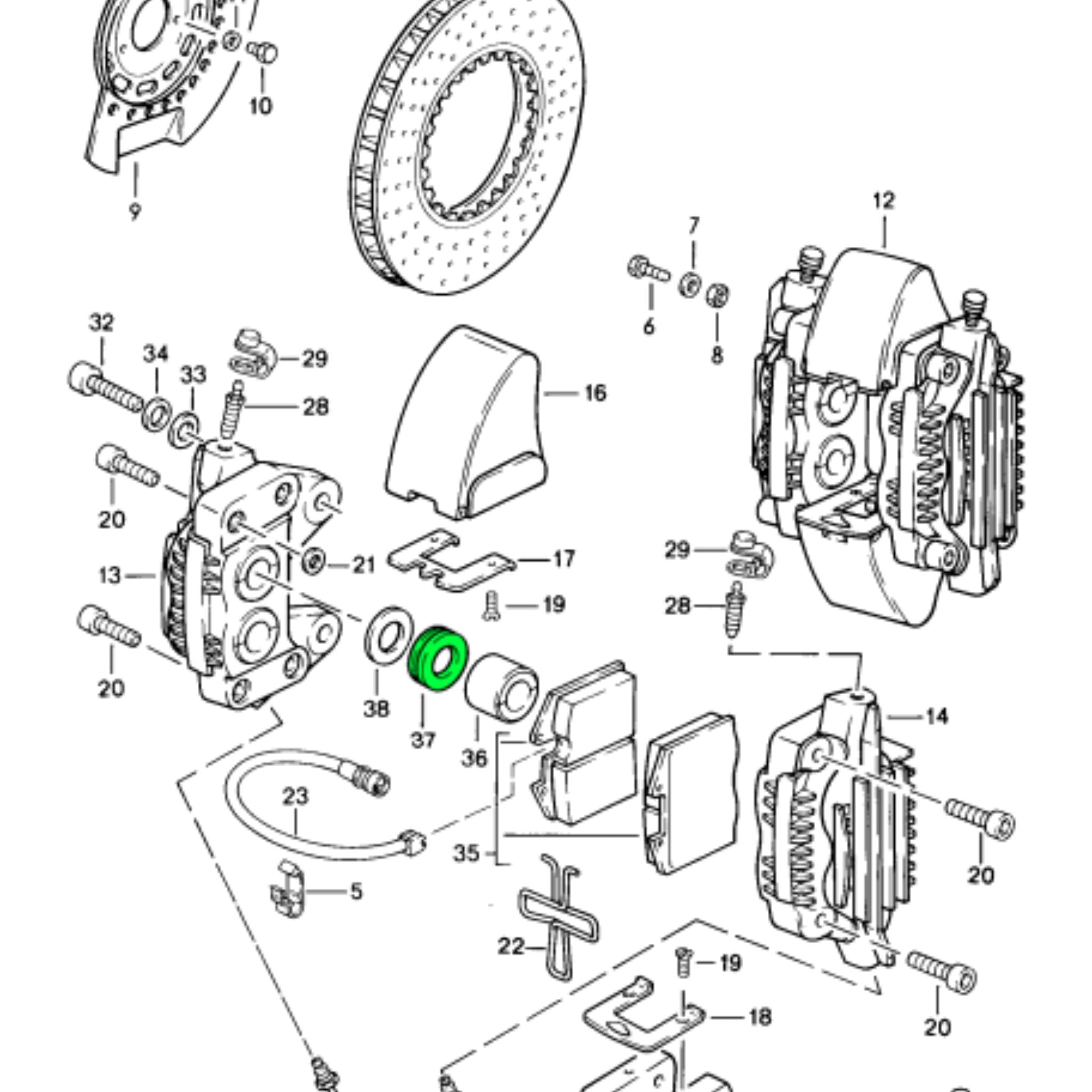 Wiper Seal Brake Caliper Front 38mm Porsche 911 Turbo (930) 1978-89