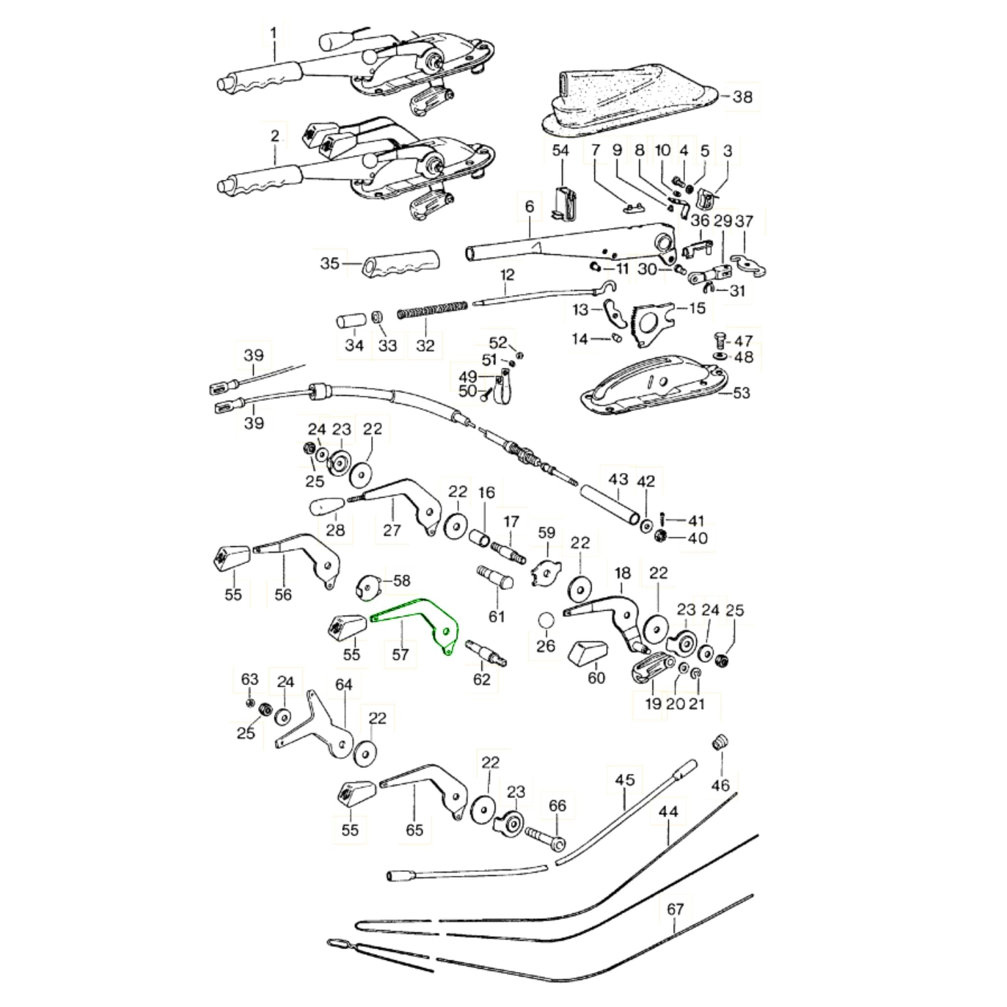 Operating lever heater left Porsche 911 G-model (1975-1989)