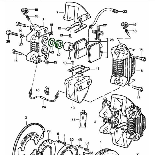 Dichtungssatz Bremssattel Hinten 30mm Porsche 911 Turbo (930) 78-89