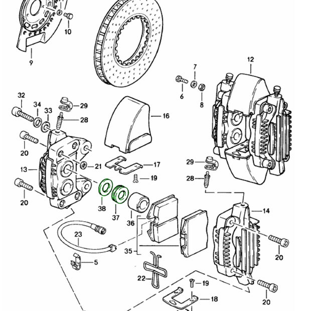 Dichtungssatz Bremssattel Vorne 38mm Porsche 911 Turbo (930) 78-89