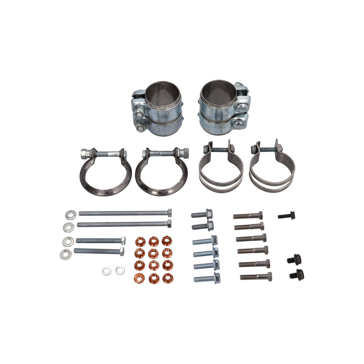 Auspuff-Montagesatz mit Titan-Schellen für Endschalldämpfer. Porsche (911) 996 C2 / C4 / C4S