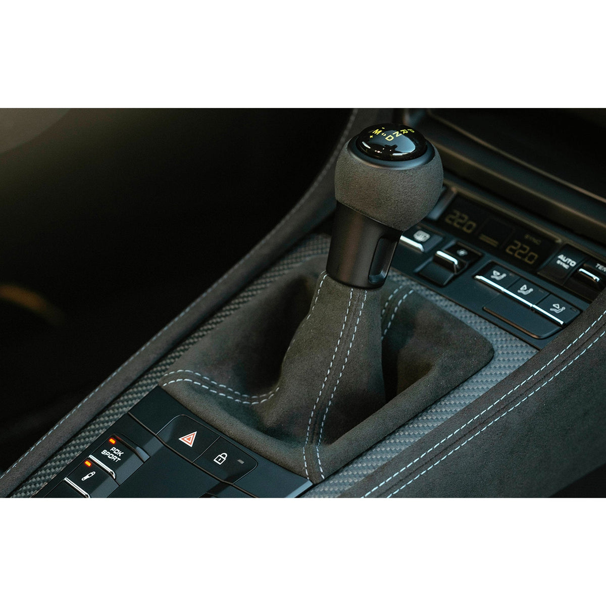 PDK Sports Shifter and Shift Boot Upgrade Kit, black Race-Tex / grey stitching. GT3