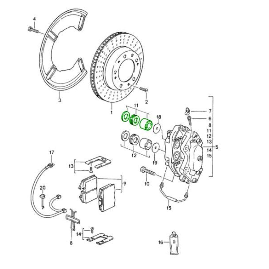 OEM Porsche Dichtungssatz Brembo Bremssattel Hinten 34mm 964 & 993