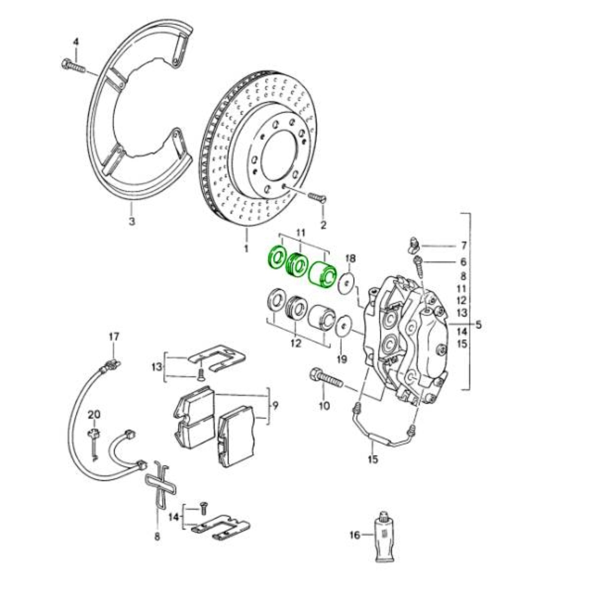 OEM Porsche Dichtungssatz Brembo Bremssattel Hinten 34mm 964 & 993