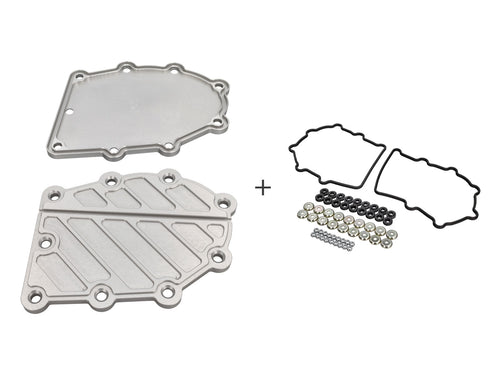 Steuerkettenkastendeckel-Set Aluminium Silber mit Befestigungssatz, Porsche 964 / 993