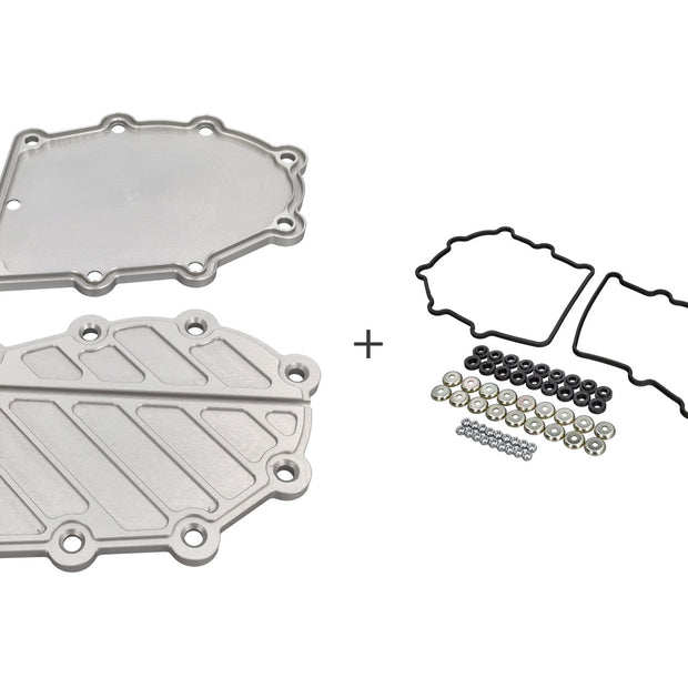 Steuerkettenkastendeckel-Set Aluminium Silber mit Befestigungssatz, Porsche 964 / 993